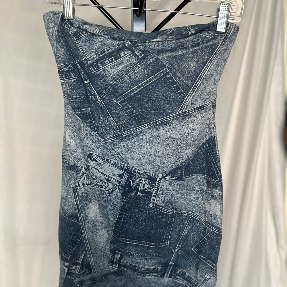 Denim printed dress